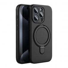 MX0540 FUNDA NEGRA DE SILICONA CON SOPORTE ANILLO PARA IPHONE 18 PRO