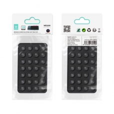 IKREA WE5205 SOPORTE DE SUCCIÓN DOBLE CARA DE SILICONA CON 28 VENTOSAS PARA MÓVIL NEGRO