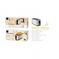 MX0212 MÁQUINA DE HACER PAN 1200-1400W 4 REBANADAS RANURA LARGA - GRIS ACERADO (GUN)