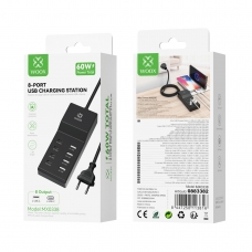 WOOX MX0338 ESTACIÓN DE CARGA DE 8 PUERTOS CARGADOR MÚLTIPLE 60W USB-A*4+USB-C*4 NEGRO