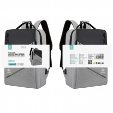 IKREA WR9150 MOCHILA DE NYLON 300D PARA PORTÁTIL HASTA 15'' CON SALIDA USB 30*45*13CM GRIS