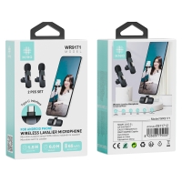 IKREA WR9171 SET DE MICRÓFONOS INALÁMBRICOS DE SOLAPA CONECTOR TYPE-C PARA MOVILES DE ANDROID 2PCS NEGRO
