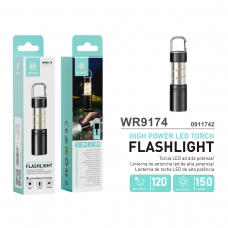 IKREA WR9174 LINTERNA DE ANTORCHA LED ALTA POTENCIA INTERFAZ USB 3 MODOS 120M 150 LÚMENES