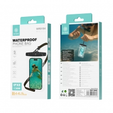 IKREA WR9184 FUNDA PVC CON CORREA IMPERMEABLE PARA MÓVIL 4.0-6.9'' IPX8 NEGRO