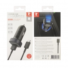 LT PLUS A8537 CARGADOR PARA COCHE CON CABLE TYPE-C NEGRO