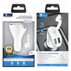 LT PLUS A8608 CARGADOR PARA COCHE Y AURICULAR INALÁMBRICO 18W 2 PUERTOS BLANCO