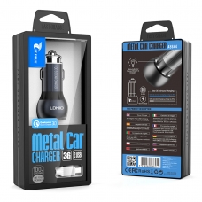 LT PLUS A8644 CARGADOR PARA COCHE CON CABLE LIGHTNING DISEÑO METAL 2 PUERTOS QC3.0