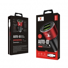 LT PLUS CC01S CARGADOR AUTO-ID PARA COCHE CON CABLE MICRO USB 2 PUERTOS NEGRO