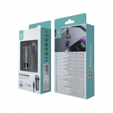 IKREA WA0292 CARGADOR PARA COCHE 2 PUERTOS DE TYPE-C CON CABLE TYPE-C TO TYPE-C 30W 4A GRIS