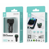 IKREA WA0365 CARGADOR DE CARGA RÁPIDA PARA COCHE DUAL PD 65W NEGRO