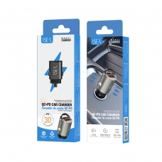 ISER SA0093 CARGADOR ZINC ALLOY PARA COCHE 2 PUERTOS QC+PD 4A 30W GRIS