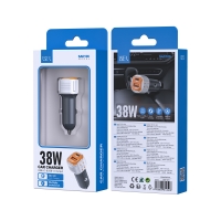 ISER SA0106 CARGADOR PARA COCHE 2 PUERTOS QC3.0 TYPE-C/USB-A 38W GRIS+NARANJA