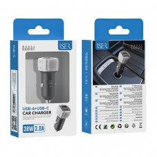 ISER SA0137 CARGADOR PARA COCHE 2 PUERTOS USB-A/TYPE-C PLATA