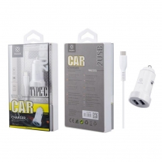 WOOX WA2395 CARGADOR PARA COCHE CON CABLE TYPE-C 2 PUERTOS BLANCO