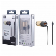 WOOX WA2494 CAR CHARGER CON CABLE MICRO USB 5V 2.4A ORO+NEGRO