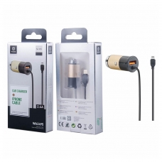 WOOX WA2495 CAR CHARGER CON CABLE LIGHTNING 5V 2.4A ORO+NEGRO