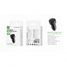 MX0142 PD+QC Cargador Para Coche QC18W+PD20W Sin Cable-Negro