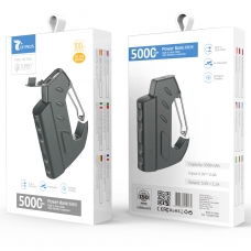 LT PLUS D5016 POWER BANK INCORPORADO DUAL CABLE 5000MAH NEGRO 