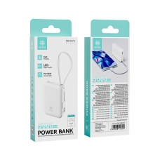 IKREA WD1570 MINI POWER BANK CON PANTALLA LED Y CABLES INTEGRADOS USB-C 5000MAH BLANCO
