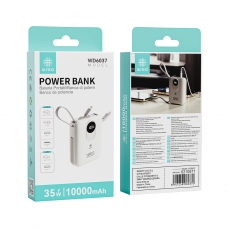 IKREA WD6037 MINI POWER BANK CON CABLES INTEGRADOS 35W 10000MAH BLANCO
