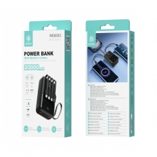 IKREA WD6053 POWER BANK CON PANTALLA LED Y CABLES INTEGRADOS 20000MAH NEGRO