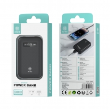 IKREA WD9025 POWER BANK 6000MAH 22.2WH ENTRADA MICRO/TYPE-C SALIDA USB-A NEGRO