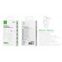 MX0133 2 IN 1 Power Bank & Wireless Charge 10000mAh 22.5W ,Wireless 15W with 2 cable ABS+PC-Blanco