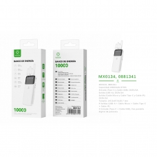 MX0134 Power Bank 10000mah 5V2A with 4 cable ABS+PC-Blanco