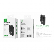 MX0137 Power Bank 5400mah 5V2A with 4 cable ABS+PC-Negro