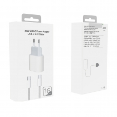 PC016 CARGADOR USB-C CON CABLE TYPE-C TO TYPE-C PARA SERIES IPHONE 16 35W BLANCO