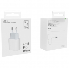 PC016 CARGADOR USB-C CON CABLE TYPE-C TO TYPE-C PARA SERIES IPHONE 16 35W BLANCO