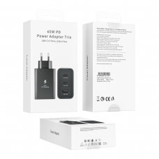 SP006 PD CARGADOR 3 PUERTOS USB/USB-C*2 SIN CABLE 65W NEGRO