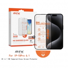 LUXURY PROTECTOR DE CRISTAL HD CON HERRAMIENTA DE AUTO ALINEADO PARA IPHONE 15 PRO(PACK DE 20PCS)