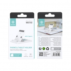 IKREA WE5102 SOPORTE UNIVERSAL AJUSTABLE CON 3 POSICIÓNES PARA MÓVIL Y TABLET(4-12.9 INCH) BLANCO