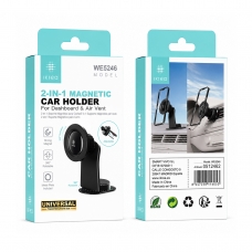 IKREA WE5246 SOPORTE UNIVERSAL MAGNÉTICO 2 EN 1 DE MÓVIL PARA SALPICADERO Y VENTILACIÓN DE COCHE NEGRO