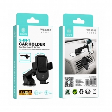 IKREA WE5252 SOPORTE UNIVERSAL DE MÓVIL 4-7´´CON VENTOSA PARA SALPICADERO Y VENTILACIÓN DE COCHE NEGRO
