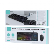 IKREA WG7088 COMBO DE TECLADO 87 TECLAS Y RATÓN 6D CON CABLE Y LED ARCO IRIS NEGRO