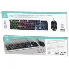 IKREA WG7097 COMBO DE RATÓN1000/3D Y TECLADO 105 KEYS CON CABLE 1.5M RETROILUMINADO LED NEGRO