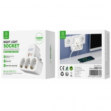 MX0312 REGLETA MÚLTIPLE CON LUZ DE NOCHE Y  3 ENCHUFES +2 USB-C (PD 20W) + 1 USB-A (18W)