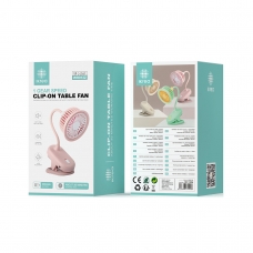 IKREA WR9132 VENTILADOR DE MESA AJUSTABLE CON CLIP 1 VELOCIDAD 300MAH 90*75*255MM ROSA