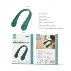 IKREA WR9140 VENTILADOR DE CUELLO MANOS LIBRES 3 VELOCIDADES 1200MAH 60*191*191MM VERDE