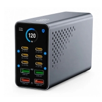 WLX-G3 ESTACIÓN DE CARGA DE ESCRITORIO GAN³ 140W – 10 EN 1 CON PANTALLA DIGITAL – 6 USB‑C + 4 USB‑A – CARGA RÁPIDA PD 3.1 / QC 3.0 / PPS