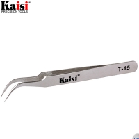 KAISI T-15 pinza profesional de punta curvada y fina
