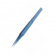 No brand pinza azul de precisión punta curvada con estuche