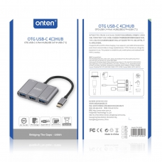 ONTEN OTN-9506B OTG USB-C 4-PORT HUB(USB3.0*4+USB-C*1) GRIS