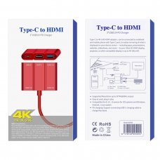 ONTEN OTN-9509S TYPE-C TO HDMI 3*USB3.0+PD CHARGER