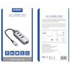 ONTEN OTN-95118R USB-C TO 3-PORT HU CON GIGABIT ETHERNET ADAPTADOR