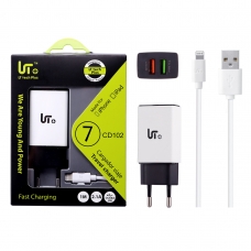 LT PLUS CD102 CARGADOR DE VIAJE CON CABLE LIGHTNING 2.4A 