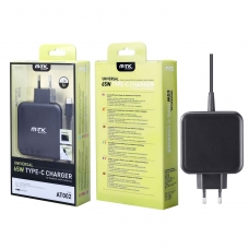 MTK AT002 Cargador universal con cable TYPE C para notebook y smartphone 65W 1.5M negro