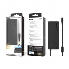 ONE PLUS AT007 Cargador Universal Automatico con 11 Conectores para Portatiles 120W 7A Max Cable 1.2M Negro